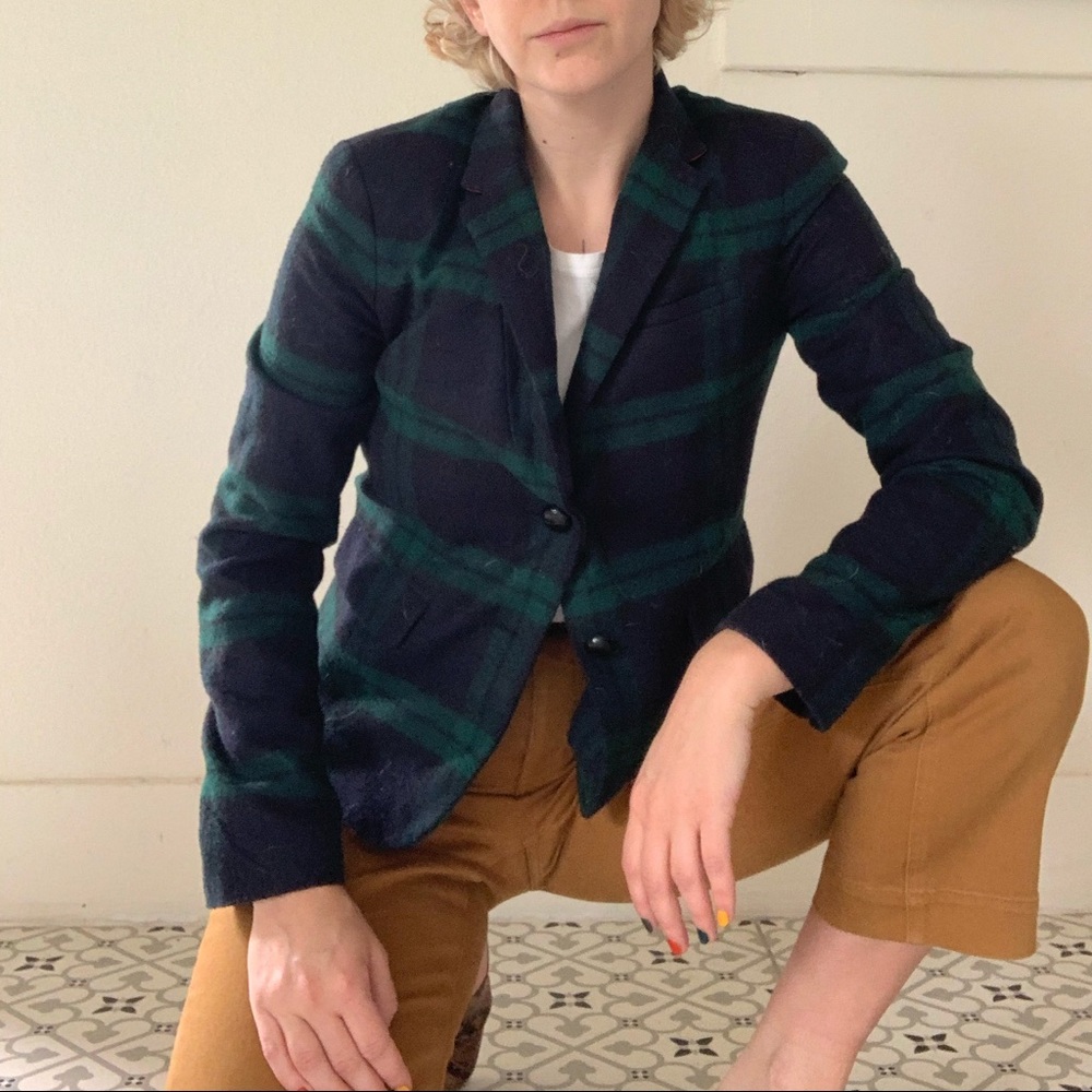GAP Plaid Blazer - Navy and Green - Picture 5 of 8